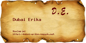 Dubai Erika névjegykártya